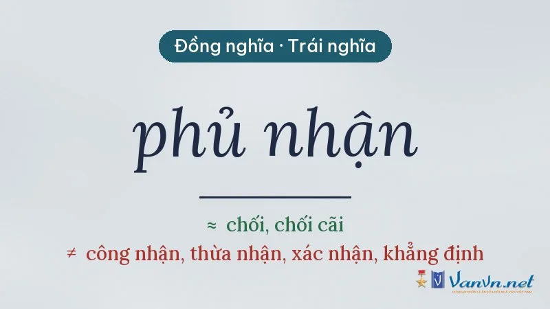 từ đồng nghĩa, trái nghĩa với phủ nhận