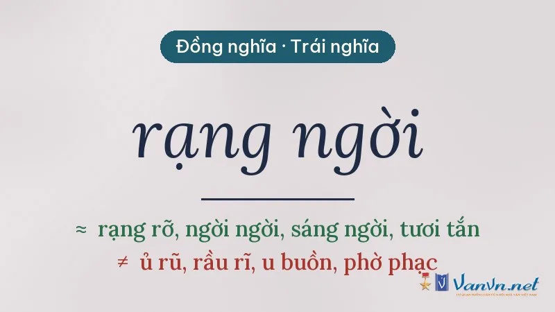 từ đồng nghĩa, trái nghĩa với rạng ngời