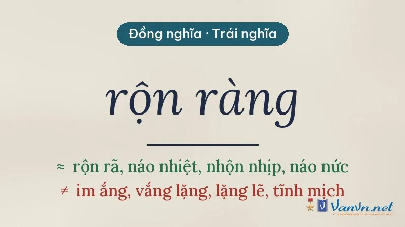 từ đồng nghĩa, trái nghĩa với rộn ràng