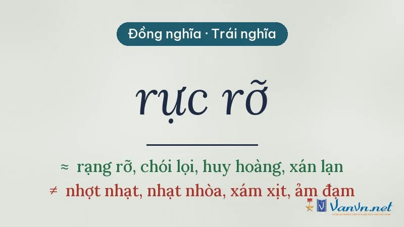 từ đồng nghĩa, trái nghĩa với rực rỡ
