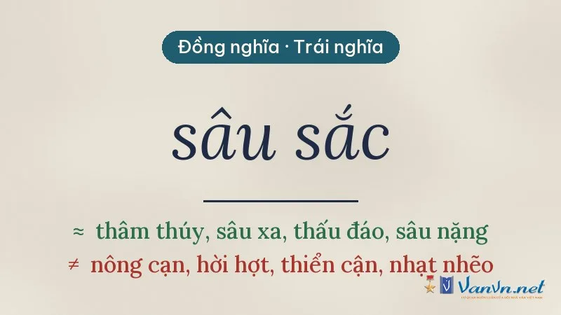 từ đồng nghĩa, trái nghĩa với sâu sắc