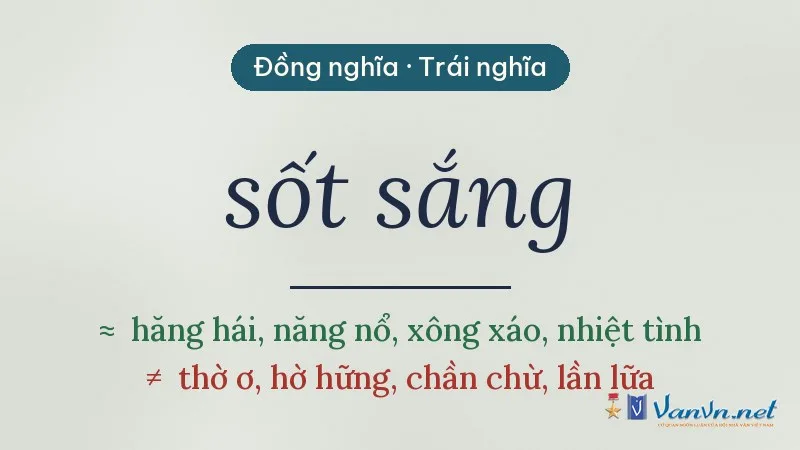 từ đồng nghĩa, trái nghĩa với sốt sắng