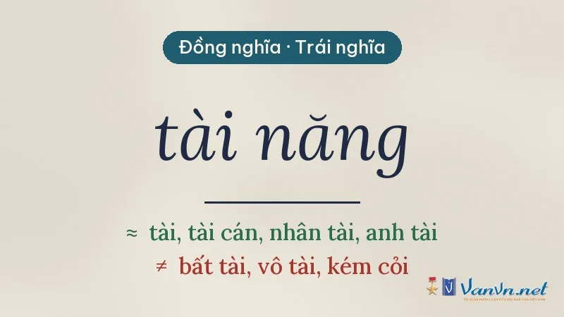 từ đồng nghĩa, trái nghĩa với tài năng