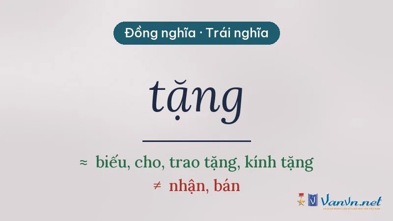 từ đồng nghĩa, trái nghĩa với tặng