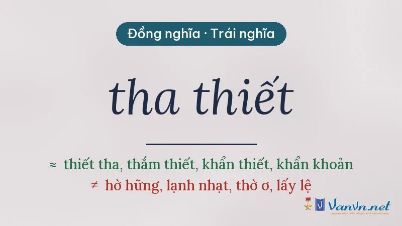 từ đồng nghĩa, trái nghĩa với tha thiết