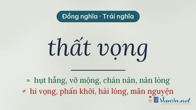 từ đồng nghĩa, trái nghĩa với thất vọng