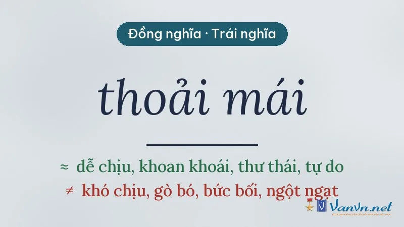 từ đồng nghĩa, trái nghĩa với thoải mái
