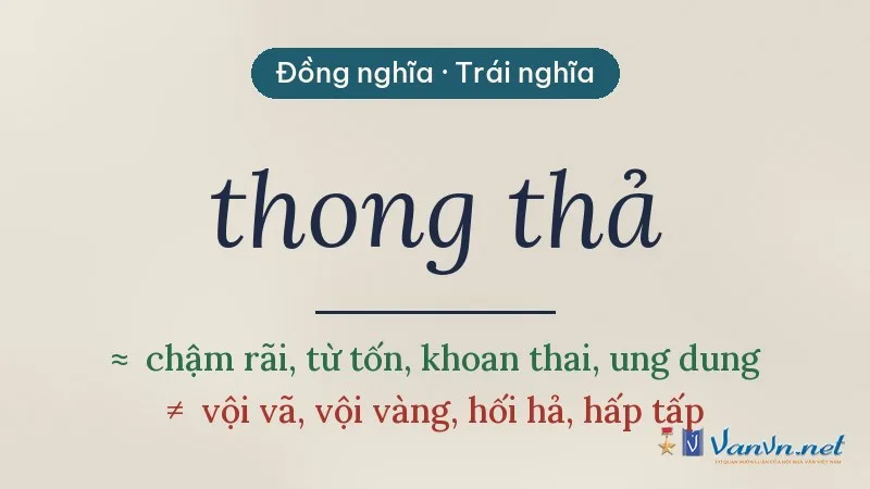 từ đồng nghĩa, trái nghĩa với thong thả