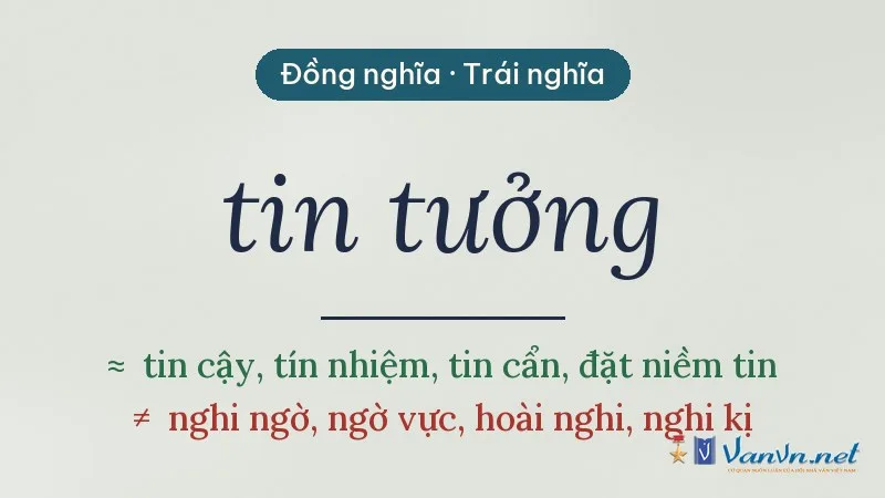 từ đồng nghĩa, trái nghĩa với tin tưởng