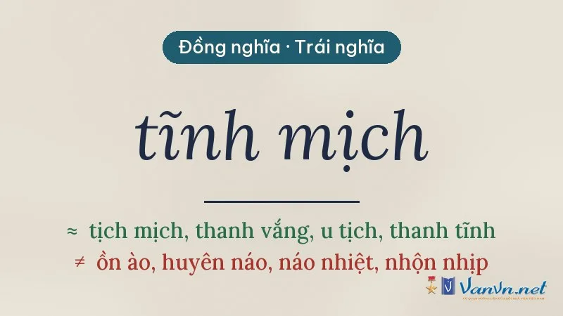 từ đồng nghĩa, trái nghĩa với tĩnh mịch
