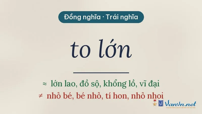 từ đồng nghĩa, trái nghĩa với to lớn