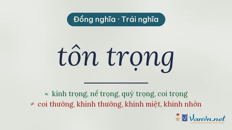 từ đồng nghĩa, trái nghĩa với tôn trọng