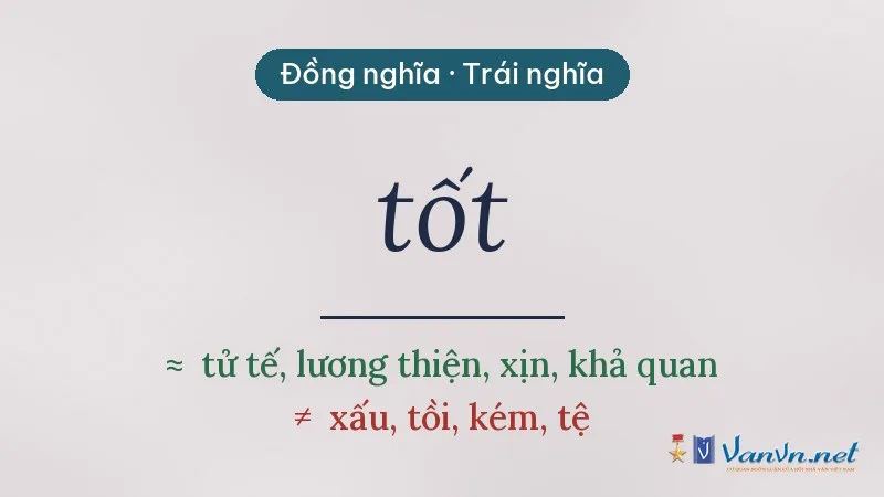 từ đồng nghĩa, trái nghĩa với tốt