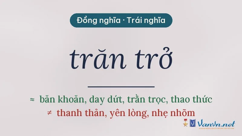 từ đồng nghĩa, trái nghĩa với trăn trở