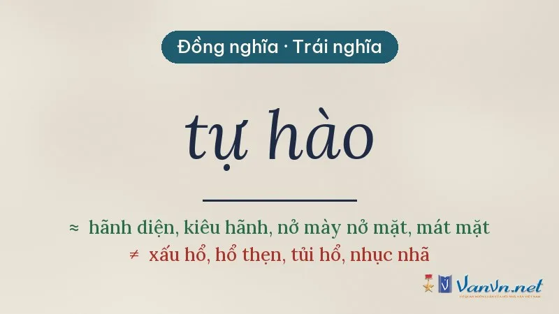 từ đồng nghĩa, trái nghĩa với tự hào