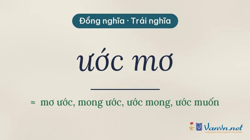 từ đồng nghĩa, trái nghĩa với ước mơ