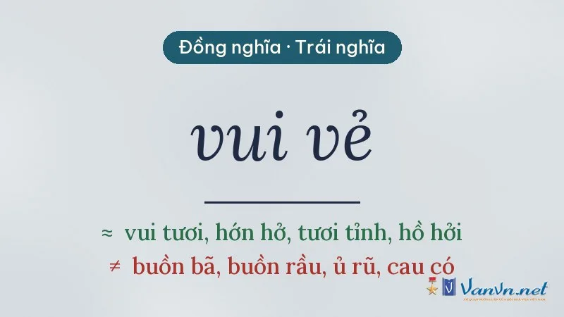 từ đồng nghĩa, trái nghĩa với vui vẻ
