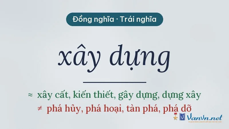 từ đồng nghĩa, trái nghĩa với xây dựng