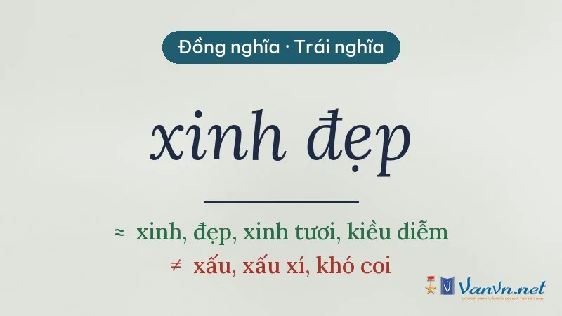 từ đồng nghĩa, trái nghĩa với xinh đẹp