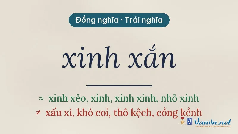 từ đồng nghĩa, trái nghĩa với xinh xắn