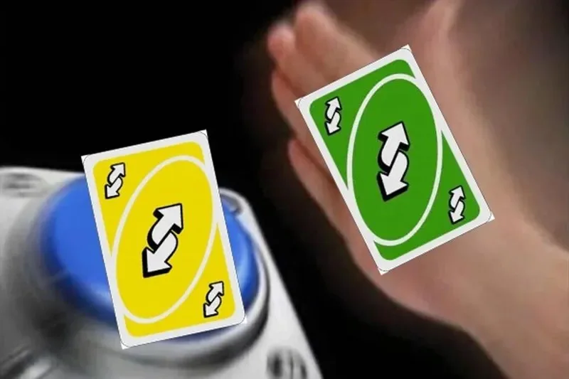 lá bài đảo ngược uno meme